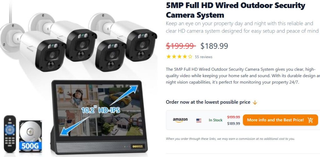 5MP Full HD Wired Outdoor Security System
