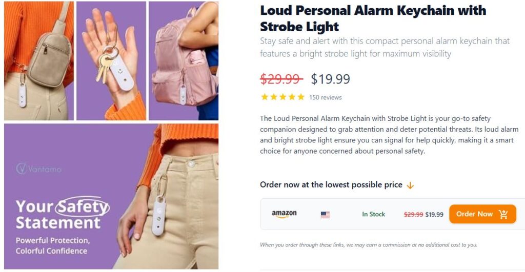 Loud Alarm Keychain