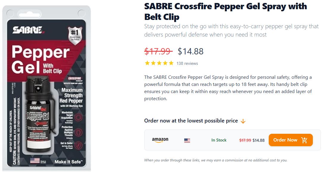 SABRE Crossfire Pepper Gel Spray