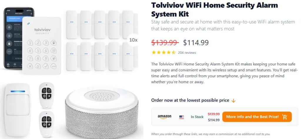 Tolviviov WiFi Home Security Alarm Kit