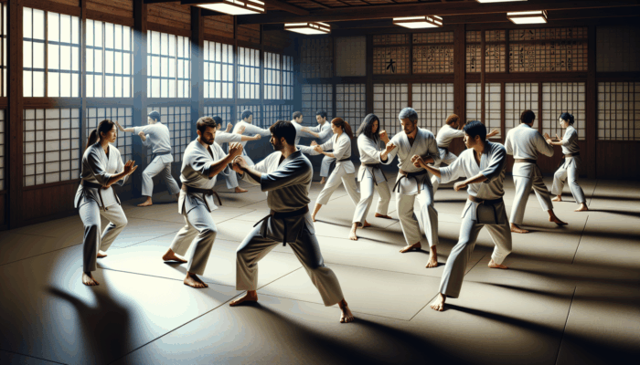 Self-Defense for College Students: Students practicing wrist escapes and shoulder rolls in a self-defense class to enhance safety and confidence.