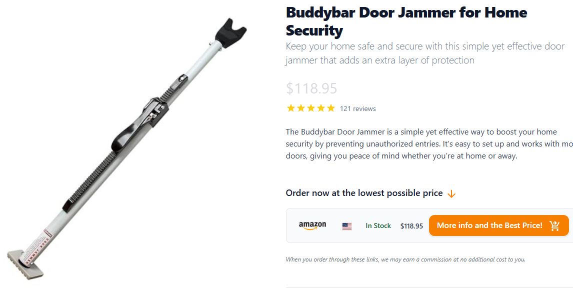 Budget Home Security: BuddyBar Door Jammer