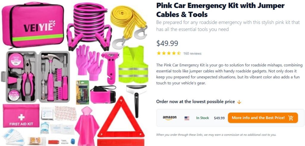 Pink Car Emergency Kit
