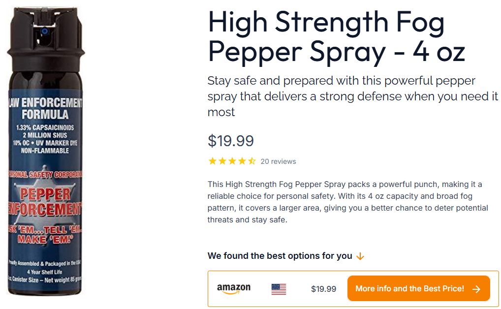 High Strength Fog Pepper Spray