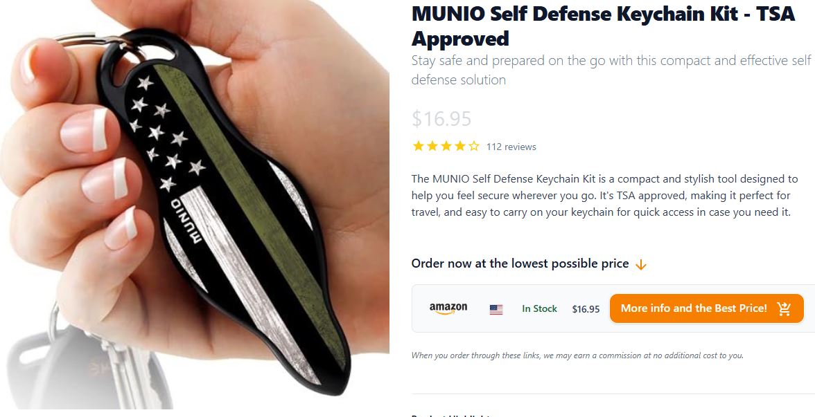 Munio Self Defense TSA Keychain