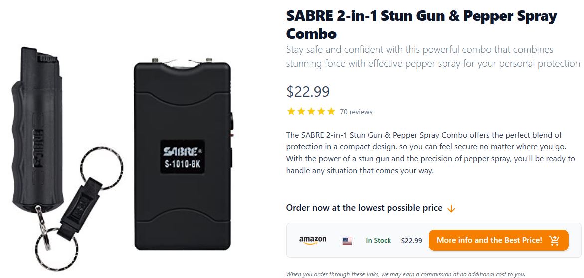 Sabre 2in1 Stun Gun And Pepper Spray